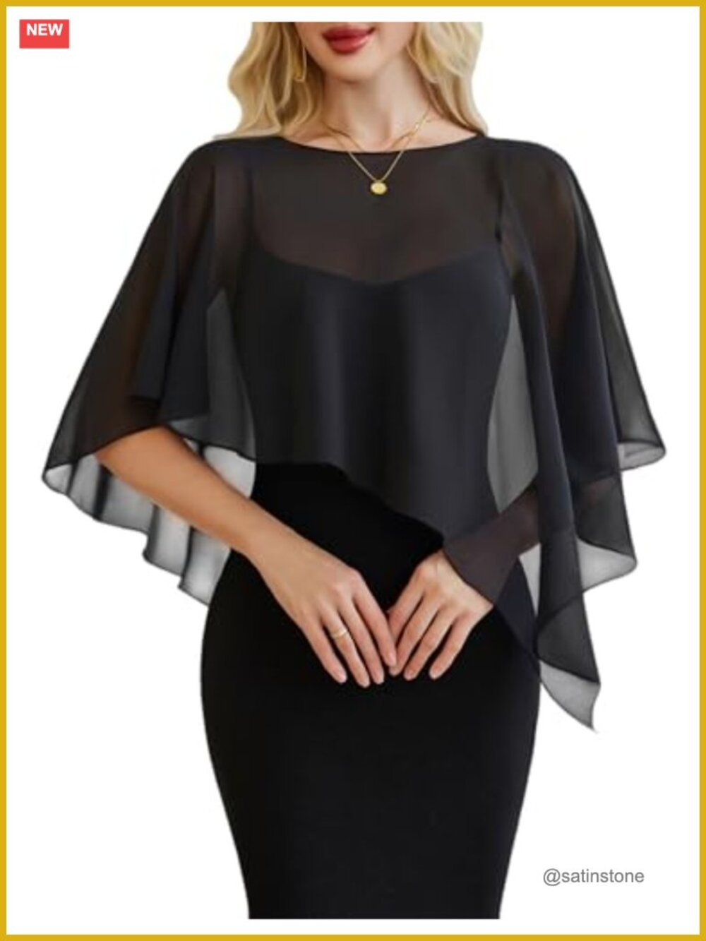 Chiffon Capelet Batwing Sleeve Sheer Cover Up Wedding Shawl
